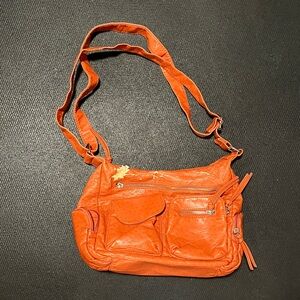 Orange Leather Shoulder Bag